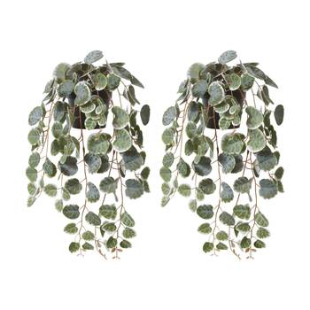 2PK E Style String Of Hearts Plant Potted Plastic Fabric Wire Green 24x18x38cm