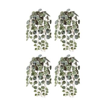 4PK E Style String Of Hearts Plant Potted Plastic Fabric Wire Green 24x18x38cm