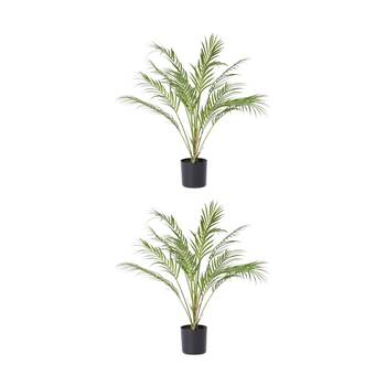 2PK E Style Phoenix Palm Plant Plastic Fabric Wire Cement Green 60x60x65cm