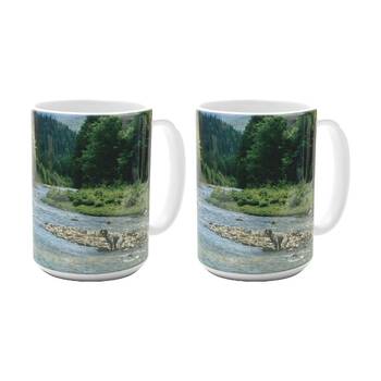 2x Prank-O When Nature Calls Riverscape Ceramic Coffee Mug Multicolour