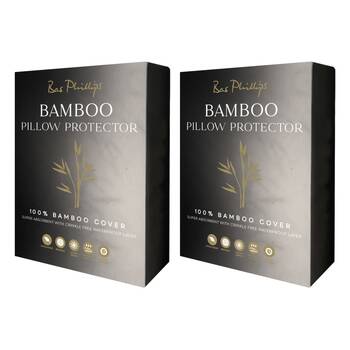 2x Bas Phillips Bamboo Pillow Protector Pillowcase 50cm x 75cm White