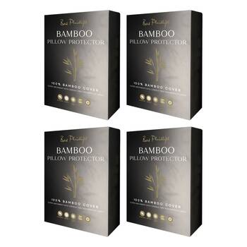 4x Bas Phillips Bamboo Pillow Protector Pillowcase 50cm x 75cm White
