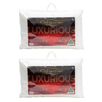 2x 2pc Onkaparinga Deluxe Pillows With Cotton Sateen Cover Medium Support