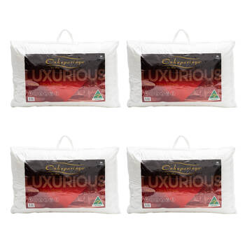 4x 2pc Onkaparinga Deluxe Pillows With Cotton Sateen Cover Medium Support