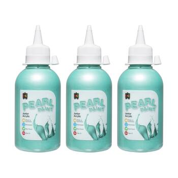 3PK Educational Colours Pearl Junior Student Acrylic Paint Green 250ml 3y+