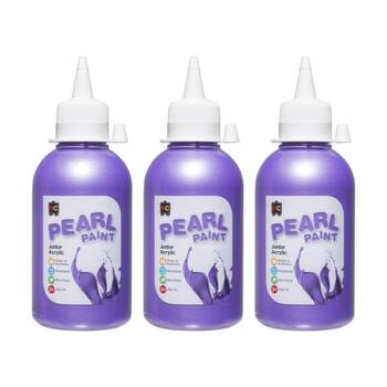 3PK Educational Colours Pearl Junior Student Acrylic Paint Violet 250ml 3y+