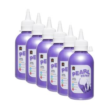 6PK Educational Colours Pearl Junior Student Acrylic Paint Violet 250ml 3y+