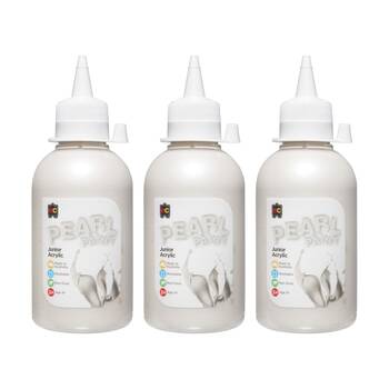 3PK Educational Colours Pearl Junior Student Acrylic Paint White 250ml 3y+