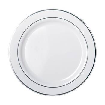 12x 6pc Partyware Heavy Duty Lunch Plates Set W/ Silver Lining 190mm White