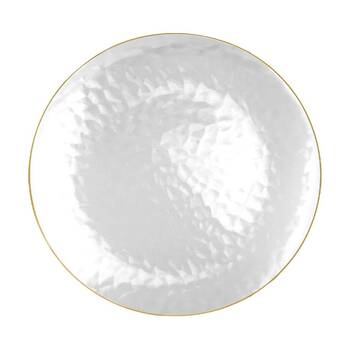 6x 10pc Partyware Heavy Duty Dimple Plates Set W/ Gold Rim 250mm Clear