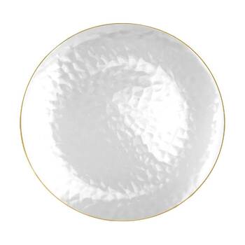12x 3pc Partyware Heavy Duty Dimple Plates Set W/ Gold Rim 300mm Clear