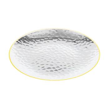 12x 10pc Partyware Heavy Duty Dimple Plates Set W/ Gold Rim 180mm Clear