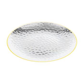 6x 10pc Partyware Heavy Duty Dimple Plates Set W/ Gold Rim 230mm Clear