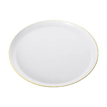 24x 10pc Partyware Heavy Duty Reusable Plates Set W/ Gold Rim 210mm White