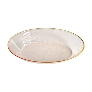 12x 10pc Partyware Reusable Heavy Duty Oval Bowl Set W/ Gold Rim 155x98x30mm