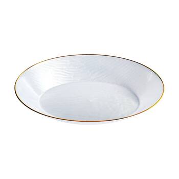12x 10pc Partyware Reusable Heavy Duty Oval Bowl Set W/ Gold Rim 155x98x30mm WH