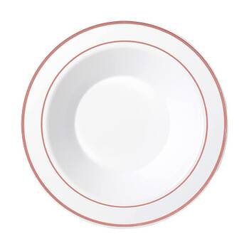 12x 6pc Partyware Reusable Heavy Duty Bowl Set W/ Rose Gold Lining 190mm White