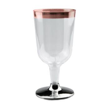 12x 6pc Partyware Wine Glass Tableware Set W/ Rose Gold Rim 200ml Clear