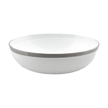 24x 4pc Partyware Reusable Heavy Duty Salad Bowl Set W/ Silver Rim 142mm White