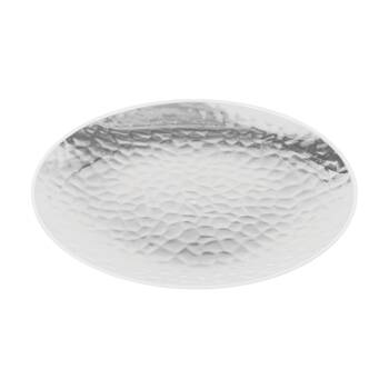 12x 10pc Partyware Heavy Duty Dimple Plates Set W/ Silver Rim 180mm Clear