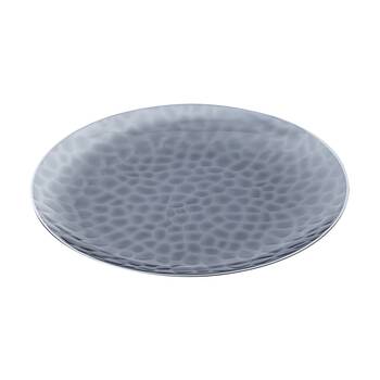 12x 10pc Partyware Heavy Duty Dimple Plates Set W/ Silver Rim 230mm Black