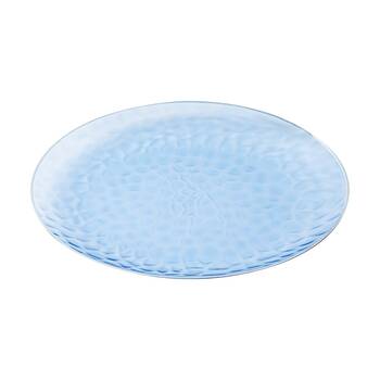 12x 10pc Partyware Heavy Duty Dimple Plates Set W/ Silver Rim 230mm Blue