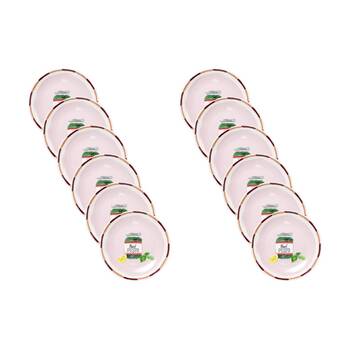 12PK Porto Valentina Italian Inspired Pesto Illustration Side Plate Pink 20cm