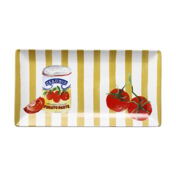 Porto Italian Tomato/Yellow Stripe Valentina Serving Platter 29.5x15.5cm