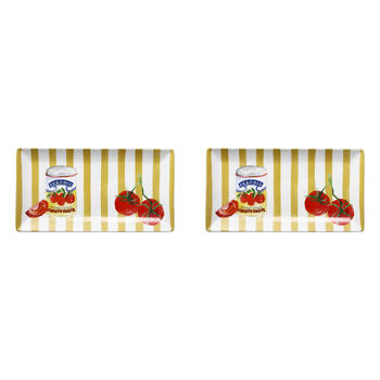 2PK Porto Italian Tomato/Yellow Stripe Valentina Serving Platter 29.5x15.5cm