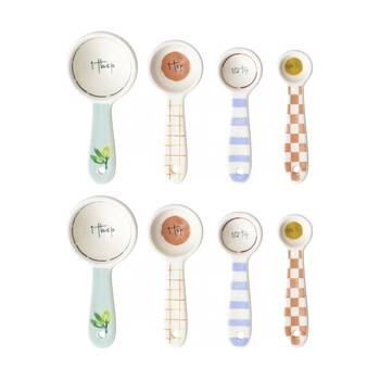 2x 4pc Porto Italian Inspired Valentina Measuring Spoon Stoneware