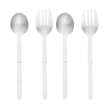2x 2pc Porto Sona Salad Serving Cutlery/Utensils Set Vanilla Off White