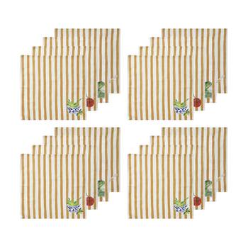 4x 4pc Porto Italian Food Inspired Brown/White Stripe Valentina Napkins 45x45cm