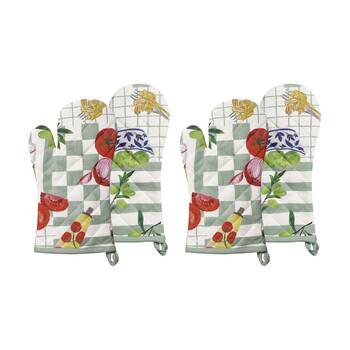 2x 2pc Porto Italian Inspired Valentina Kitchen Oven Mitts Sage Green