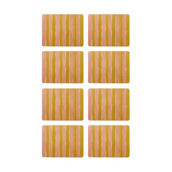 2x 4pc Porto Carnevale Brown/Pink Striped Dinner Placemats 34x26.5cm