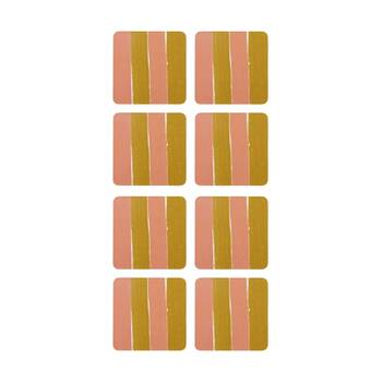 2x 4pc Porto Carnevale Brown/Pink Striped Rectangle Coasters 10cm