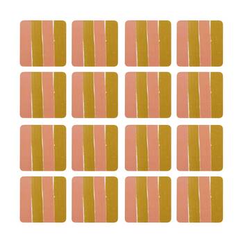 4x 4pc Porto Carnevale Brown/Pink Striped Rectangle Coasters 10cm