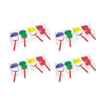 4PK Educational Colours Four Bay Roller Kids Painting Tray Art/Craft Supplies