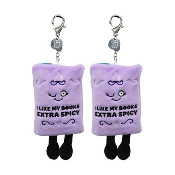 2x Punchkins Bag Charm Extra Spicy Book Plush Keyring With Metal Chain Purple