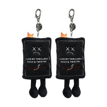 2x Punchkins Bag Charm Thrillers Dark Twisted Book Plush Keyring W/ Chain Black