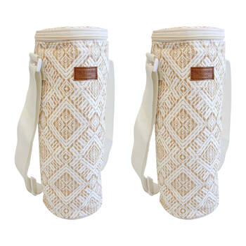 2PK LVD Amalfi Insulated Wine Bottle Cooler Travel Bag Neutral 33x12x12cm