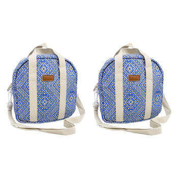 2PK LVD Santorini Insulated School/Work Lunch Cooler Storage Travel Bag Blue