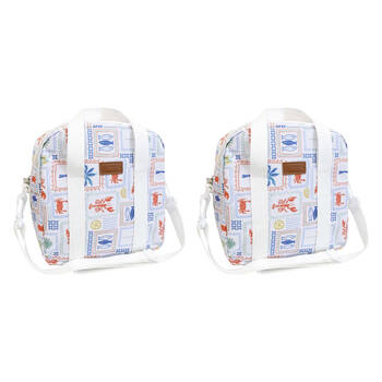 2PK LVD Isles Insulated School/Work Lunch Cooler Storage Travel Bag White