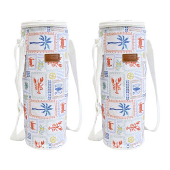 2PK LVD Isles Insulated Wine Bottle Cooler Storage Travel Bag White