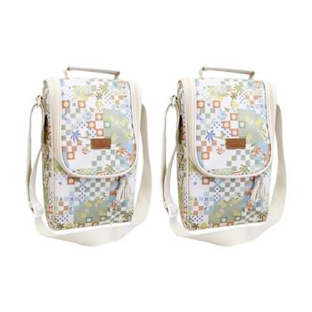 2PK LVD Corfu Insulated Double Wine Bottle Cooler Storage Travel Bag Multicolour