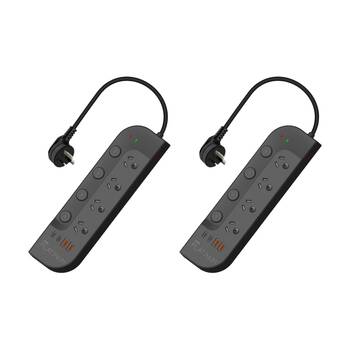 2PK Crest Platinum 4 Socket Surge Protector AU/NZ Plug USB Power Board Blk 1.8m