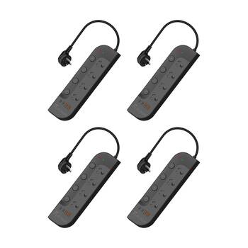 4PK Crest Platinum 4 Socket Surge Protector AU/NZ Plug USB Power Board Blk 1.8m