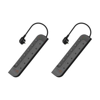 2PK Crest Platinum 6 Socket Surge Protector AU/NZ Plug USB Power Board Blk 1.8m