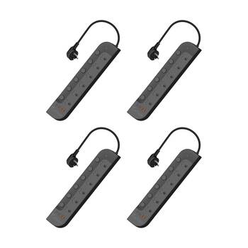 4PK Crest Platinum 6 Socket Surge Protector AU/NZ Plug USB Power Board Blk 1.8m