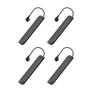 4PK Crest Platinum 8 Socket Surge Protector AU/NZ Plug USB Power Board Blk 1.8m