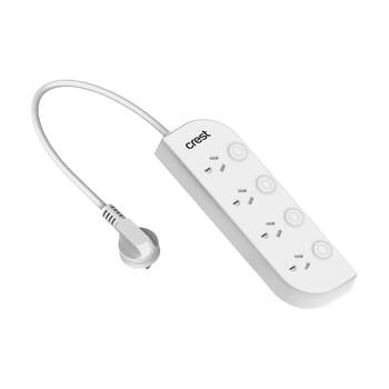 Crest 4 Socket Switched Wall Mountable Power Board AU/NZ Plug White 1m